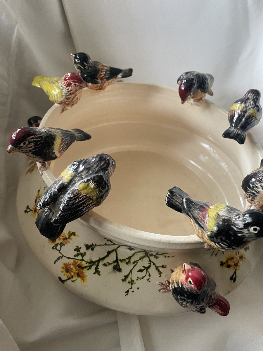 Vasque aux oiseaux faïence 