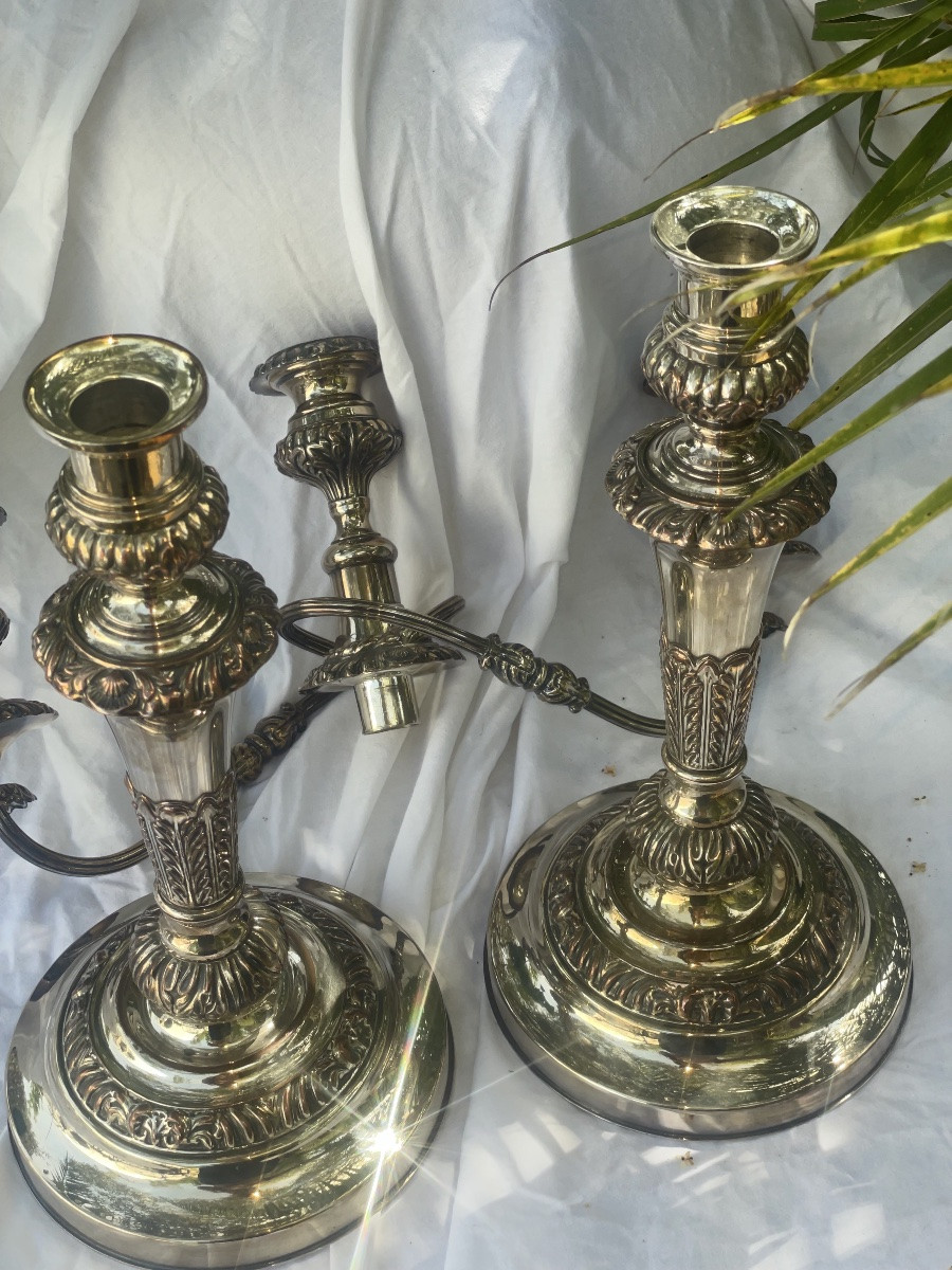 Pair Of L XV Style Candelabra And Candlesticks-photo-2