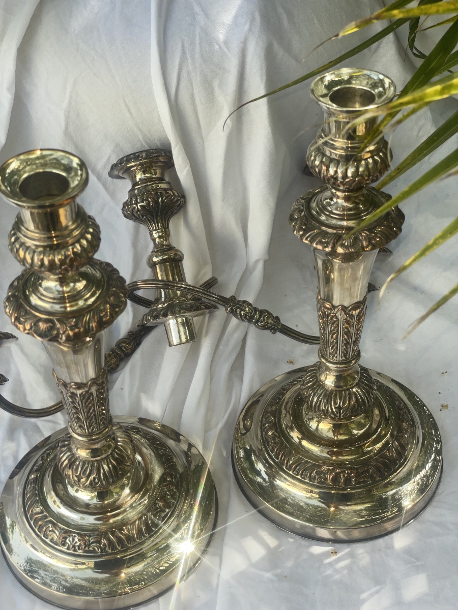 Pair Of L XV Style Candelabra And Candlesticks-photo-3