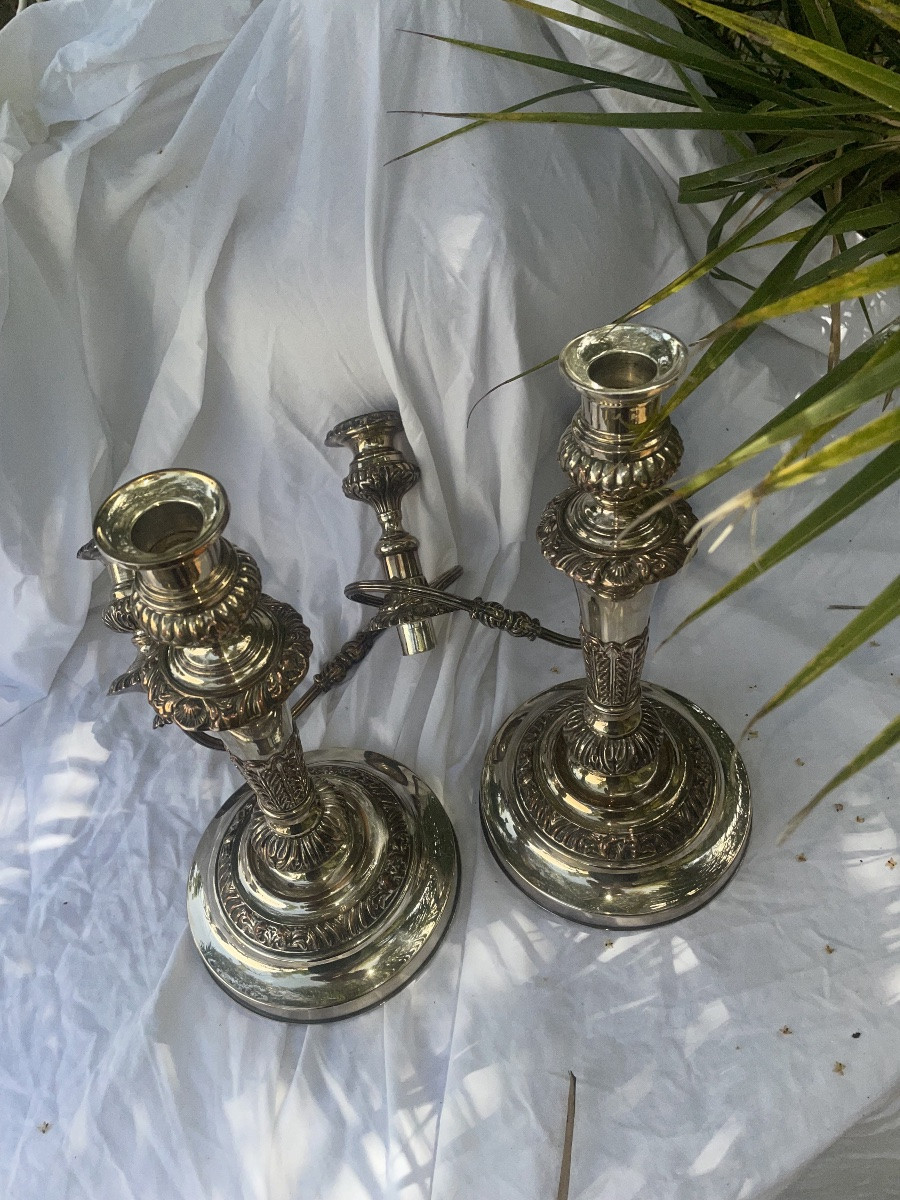 Pair Of L XV Style Candelabra And Candlesticks-photo-4