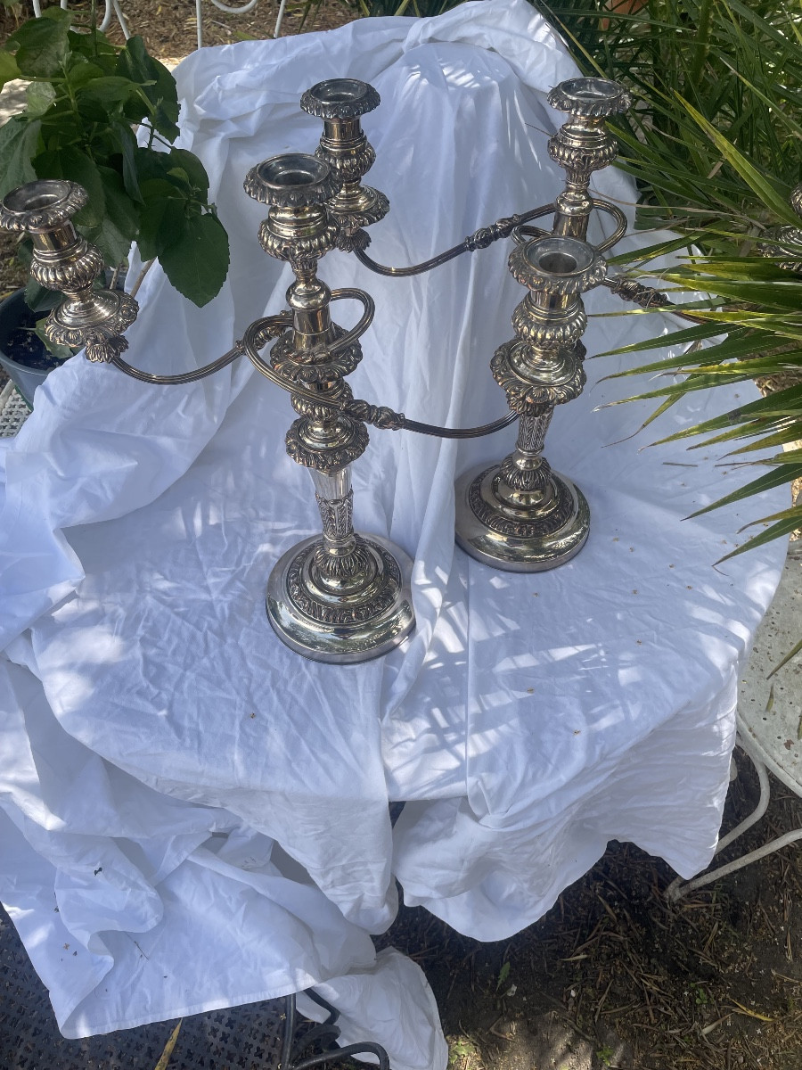 Pair Of L XV Style Candelabra And Candlesticks