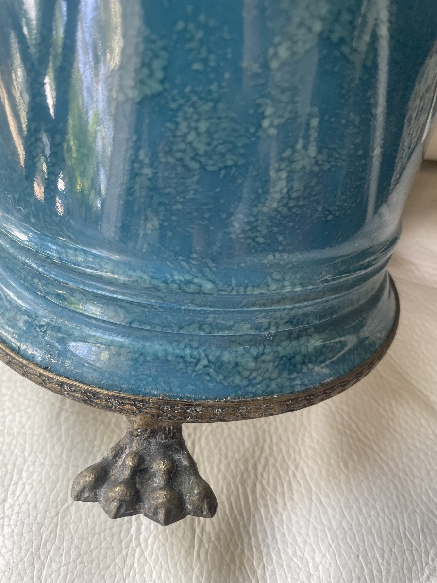 Pot faïence et métal Limoges  -photo-3