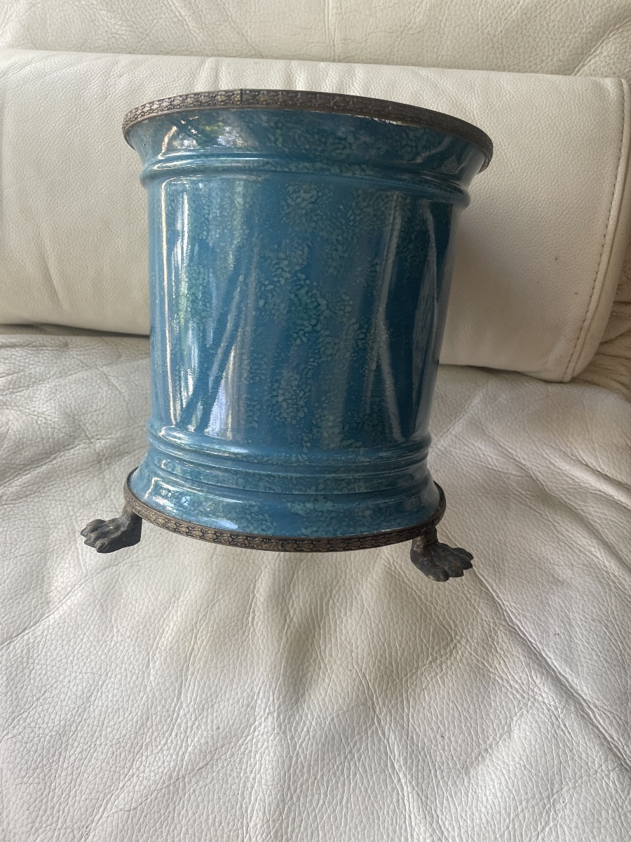 Pot faïence et métal Limoges  