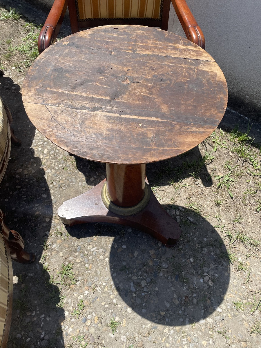 Ensemble de 4 fauteuils et guéridon empire -photo-1