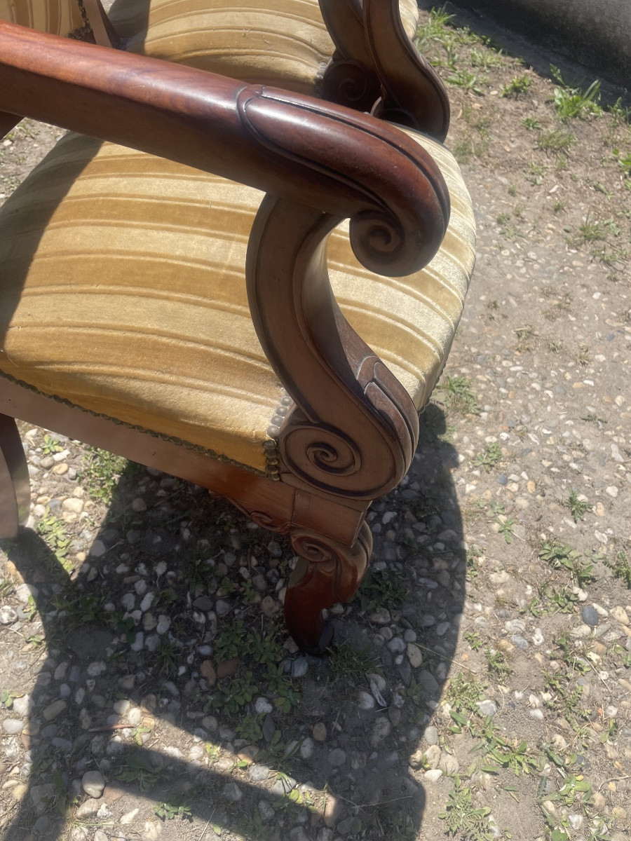 Ensemble de 4 fauteuils et guéridon empire -photo-3