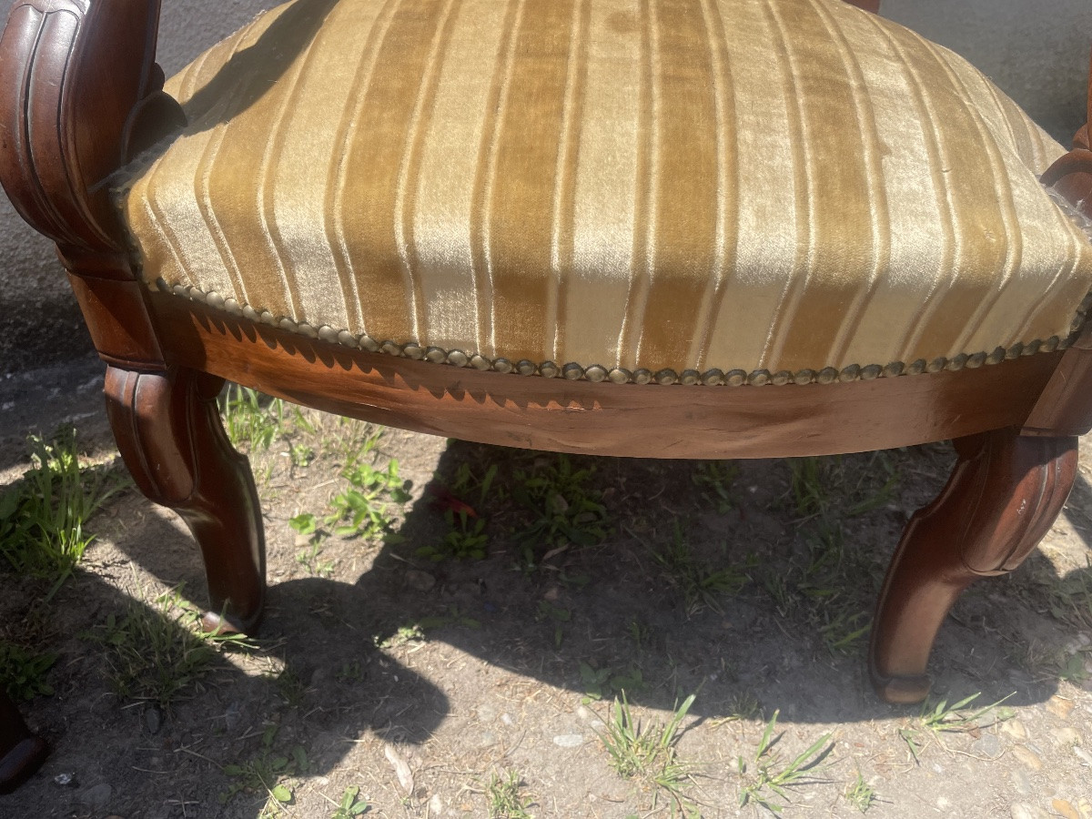 Ensemble de 4 fauteuils et guéridon empire -photo-7