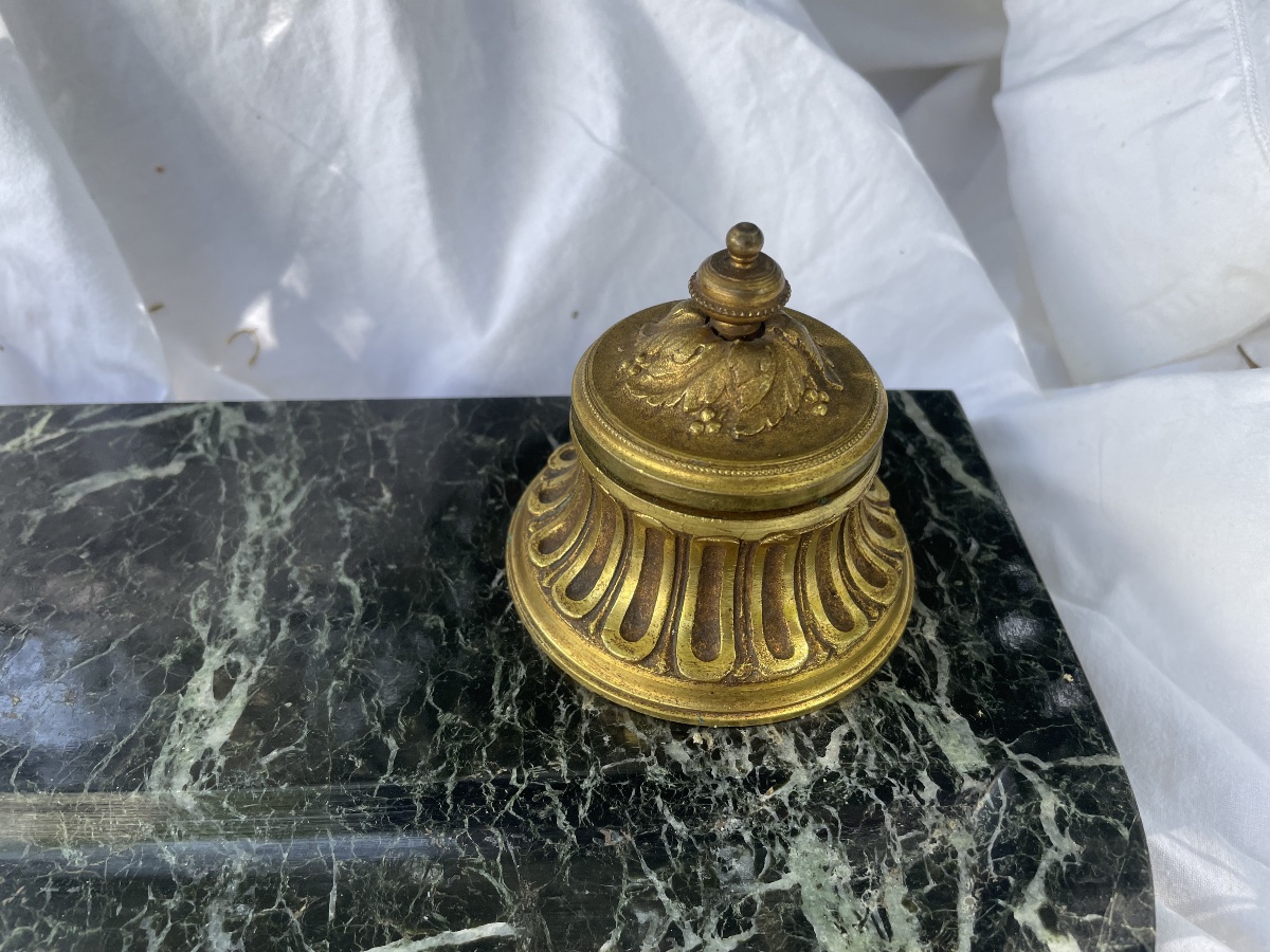 Marble And Gilt Bronze Inkwell 19th Century-photo-4