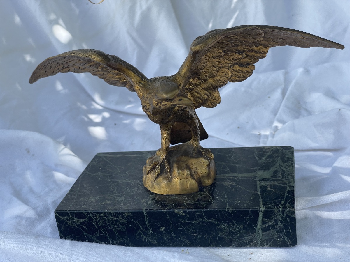 Presse papier de bureau aigle bronze doré -photo-2