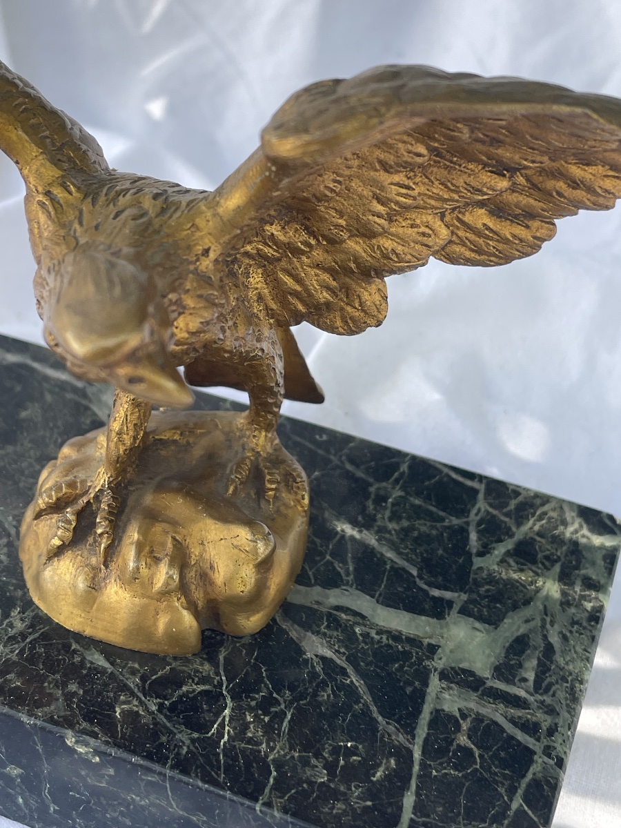 Presse papier de bureau aigle bronze doré -photo-2