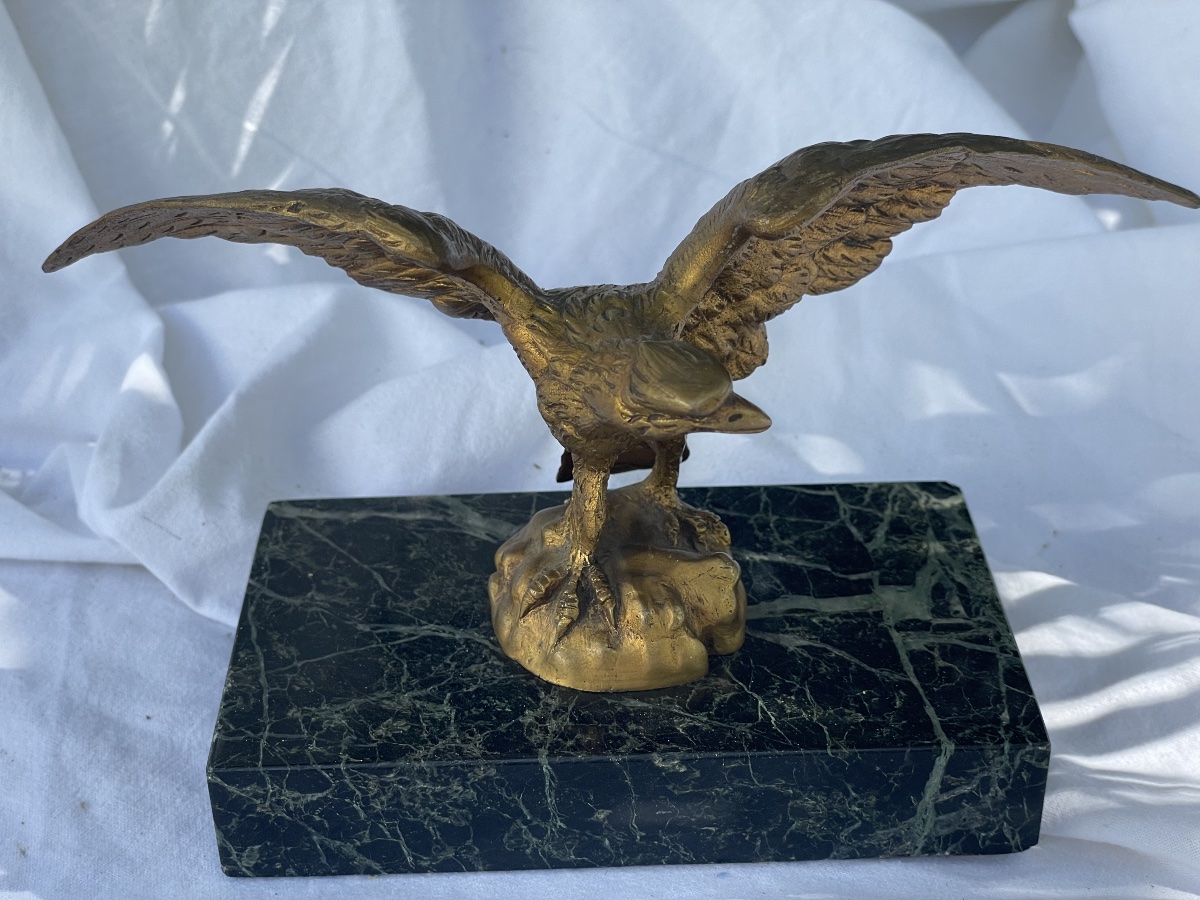 Presse papier de bureau aigle bronze doré -photo-3
