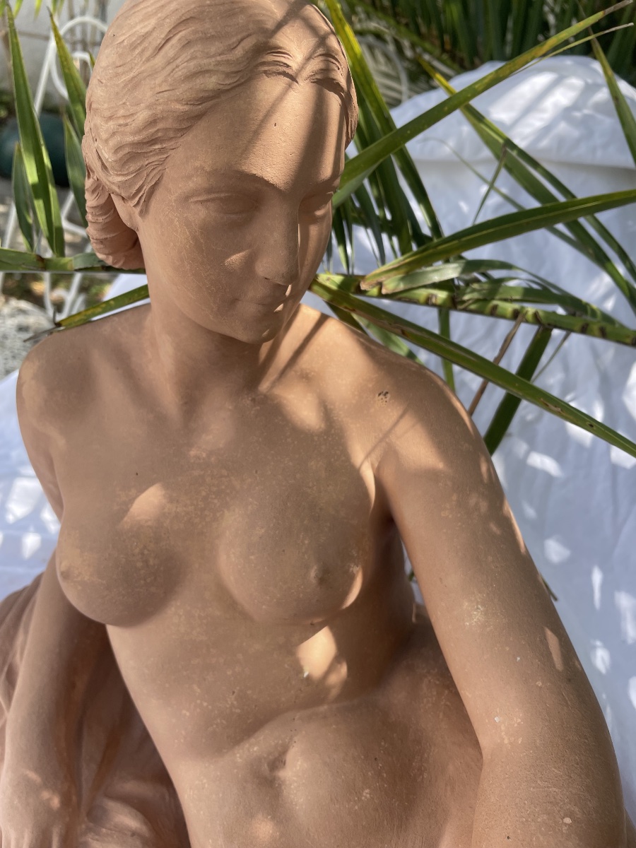 Terre cuite baigneuse et son enfant de Auguste Guenot -photo-4