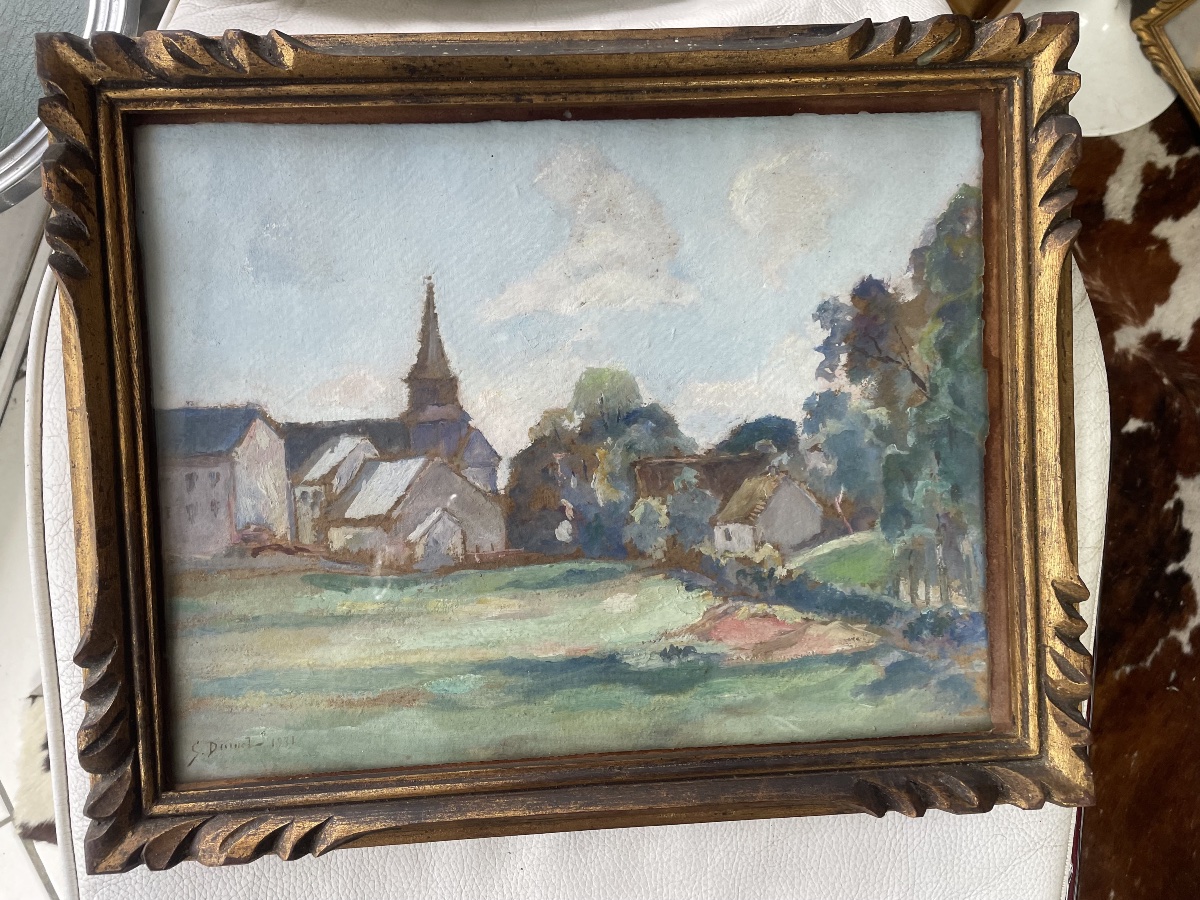 Tableau village et son clocher -photo-7