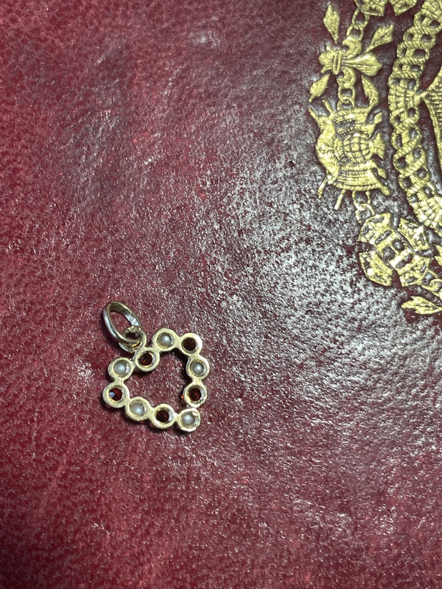 Pendentif cœur or perles et grenats -photo-4