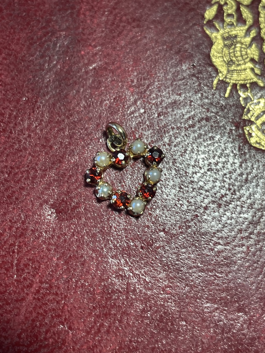 Pendentif cœur or perles et grenats -photo-1