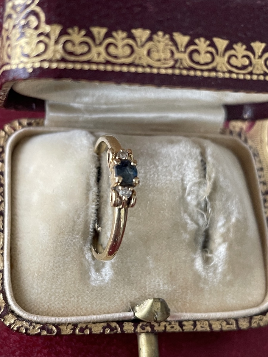 Bague or saphir et diamants -photo-3