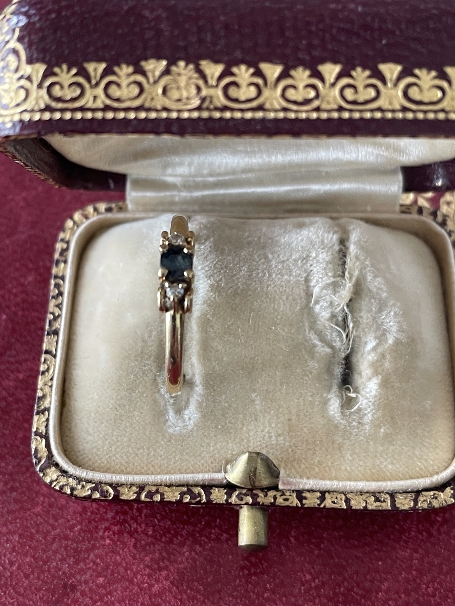 Bague or saphir et diamants -photo-4