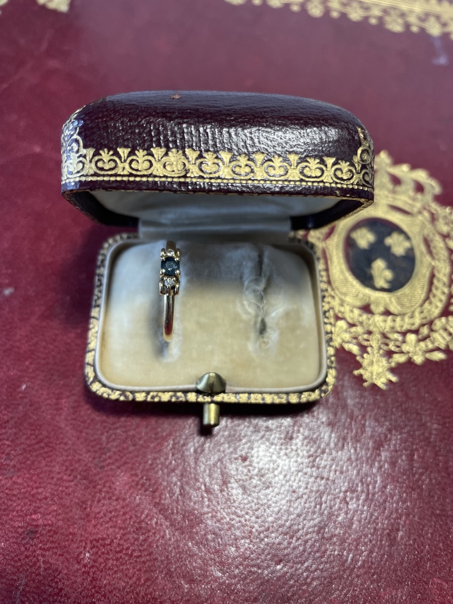Bague or saphir et diamants -photo-4