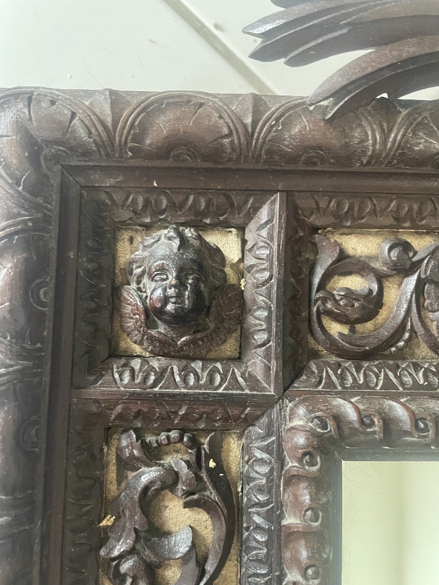Wooden Mirror With Cherubs-photo-2