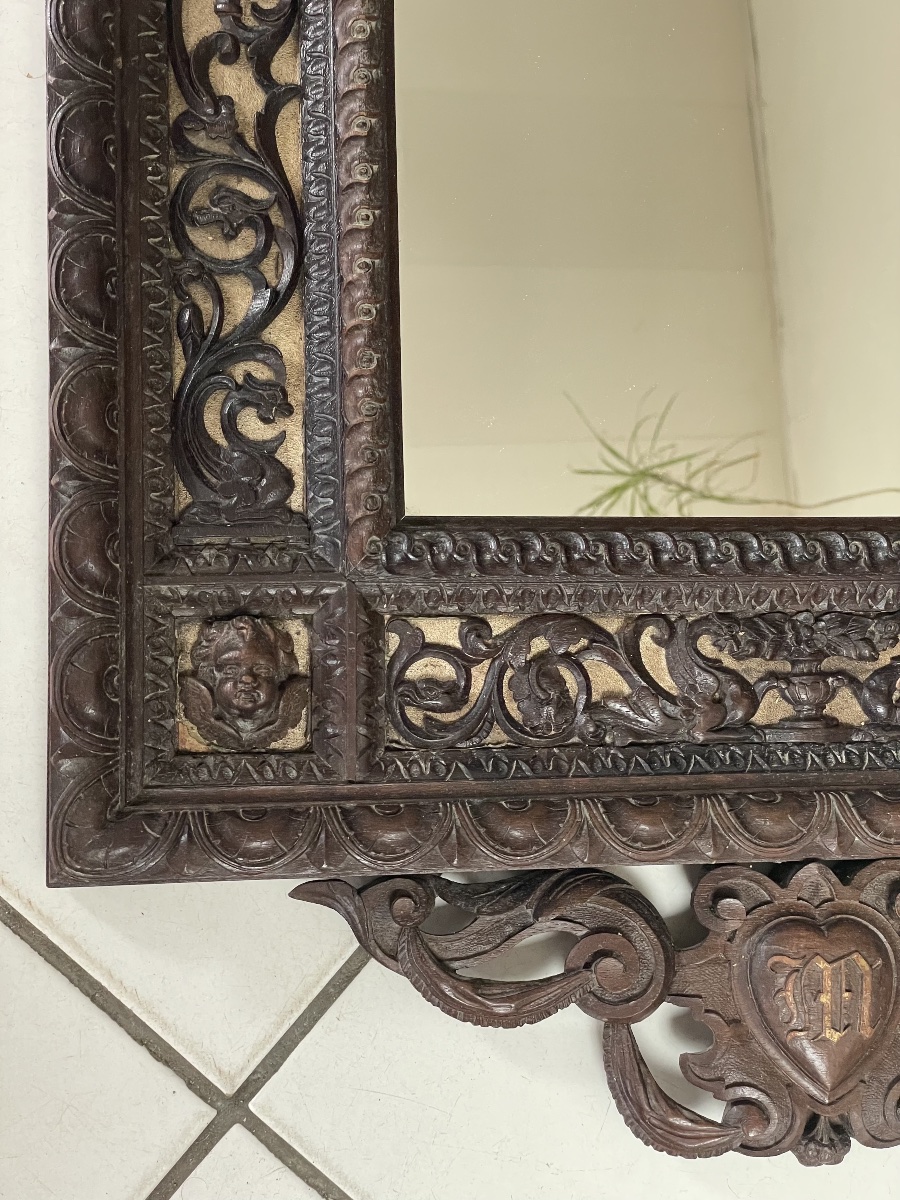 Wooden Mirror With Cherubs-photo-5
