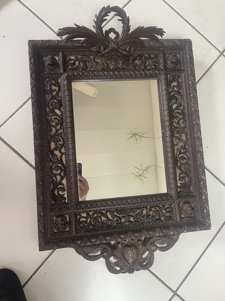 Wooden Mirror With Cherubs-photo-7