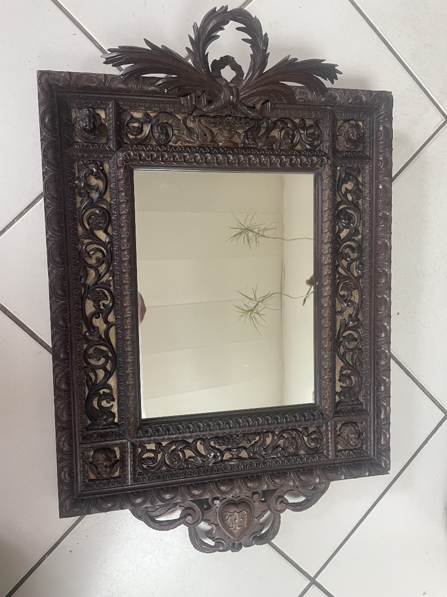 Wooden Mirror With Cherubs-photo-8