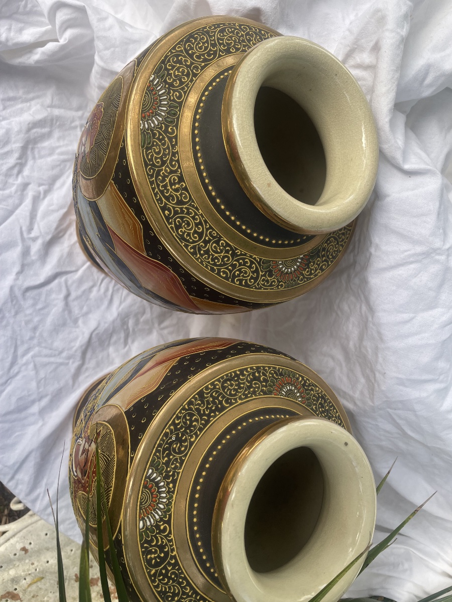 Paire de grands vases de Satsouma Japon -photo-4