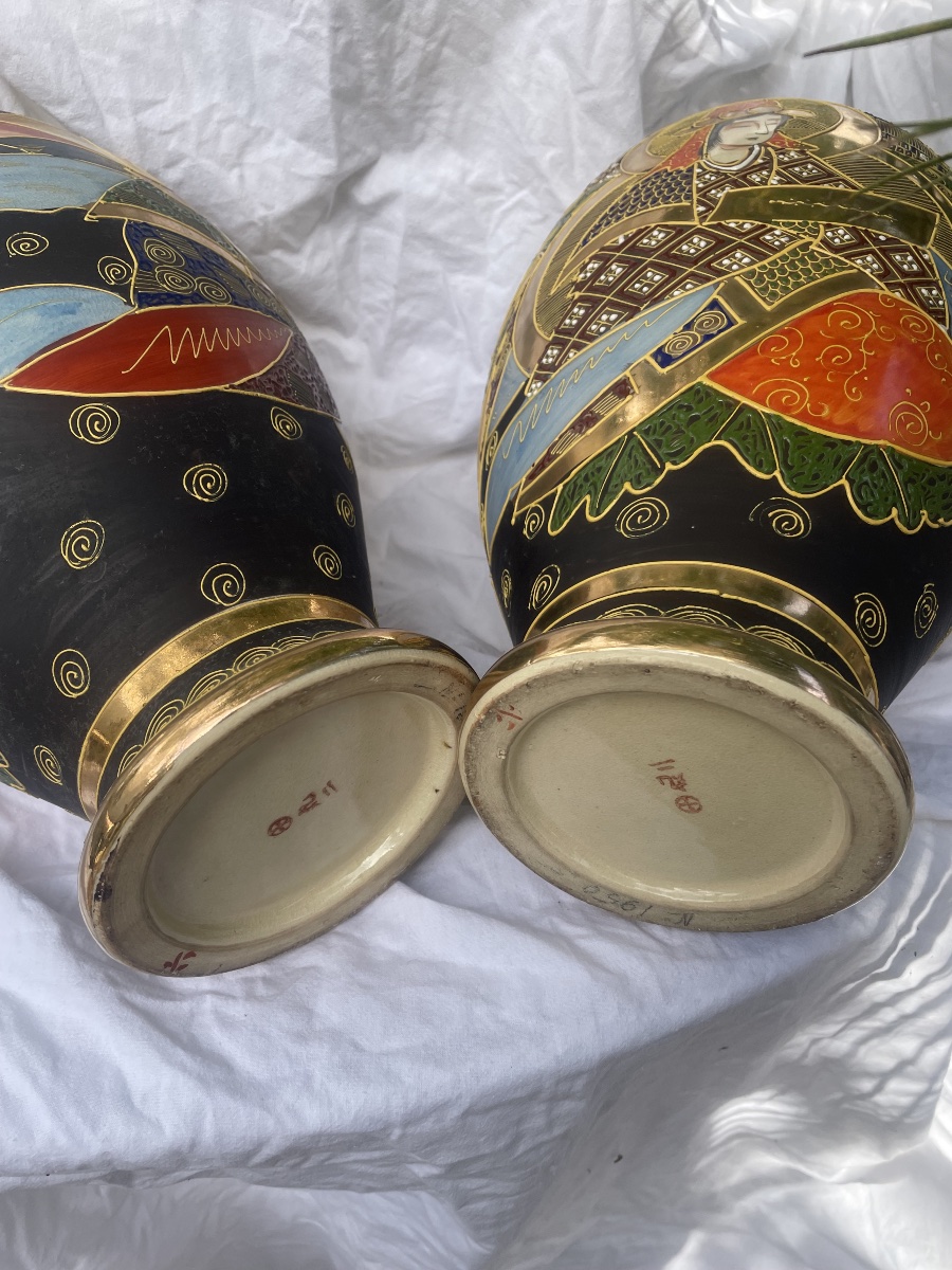 Paire de grands vases de Satsouma Japon -photo-2