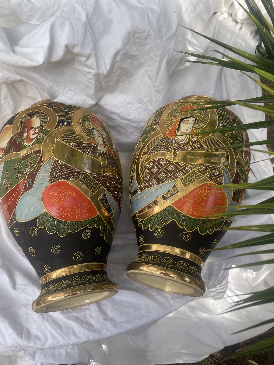 Paire de grands vases de Satsouma Japon -photo-3