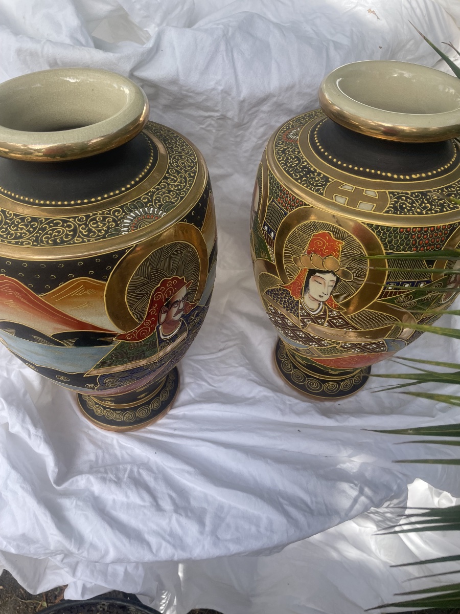 Paire de grands vases de Satsouma Japon -photo-4
