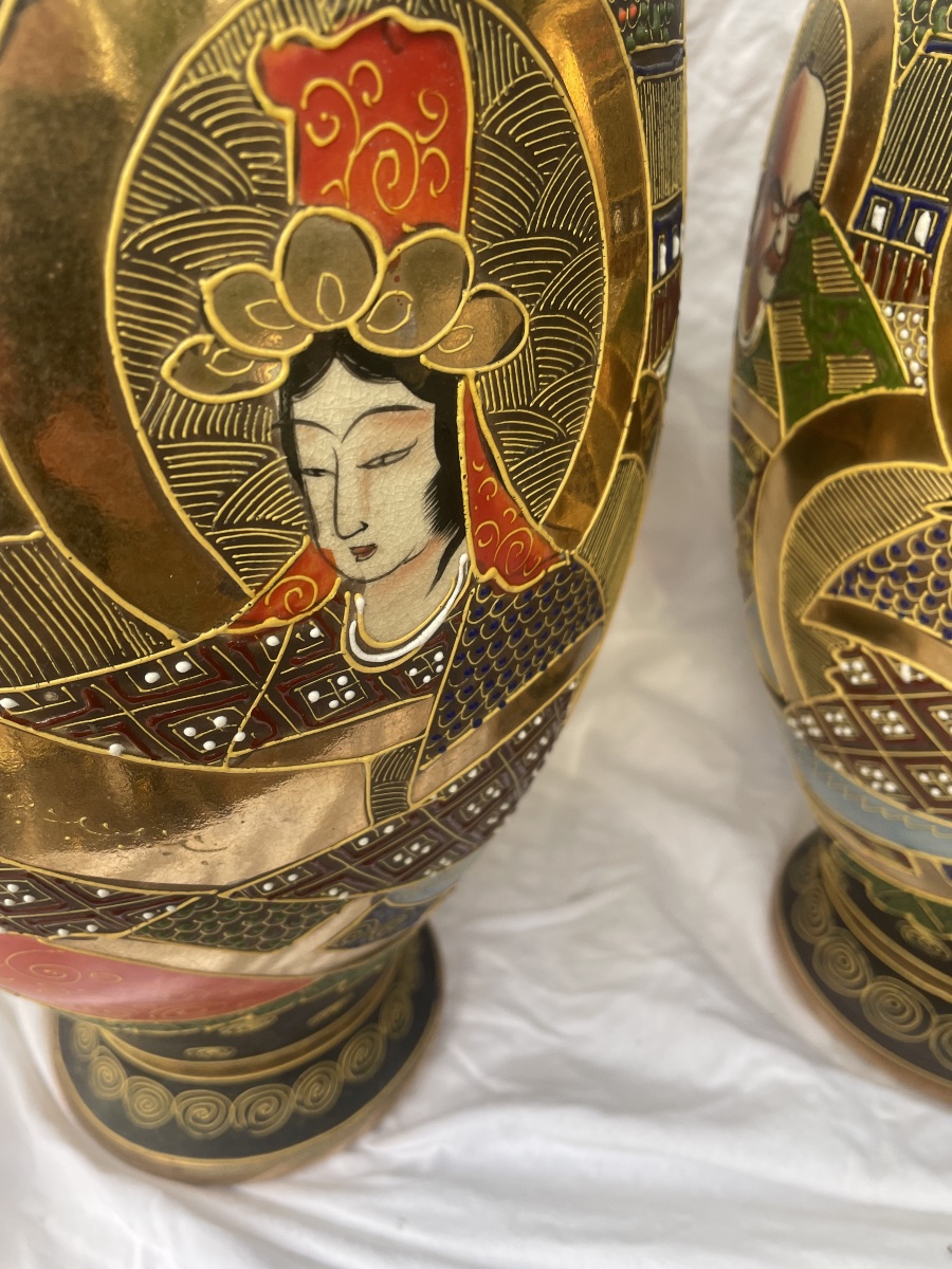 Paire de grands vases de Satsouma Japon -photo-7