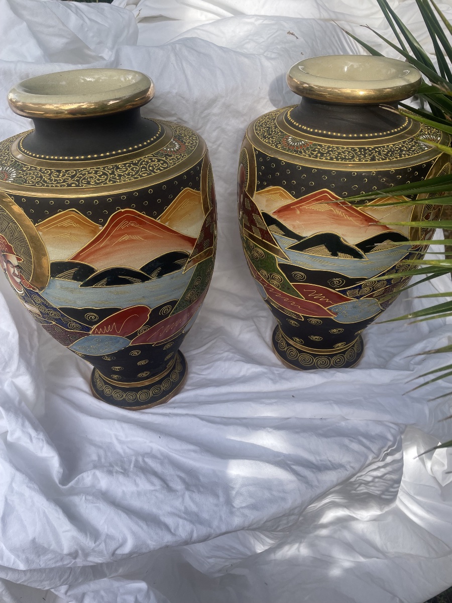 Paire de grands vases de Satsouma Japon -photo-8