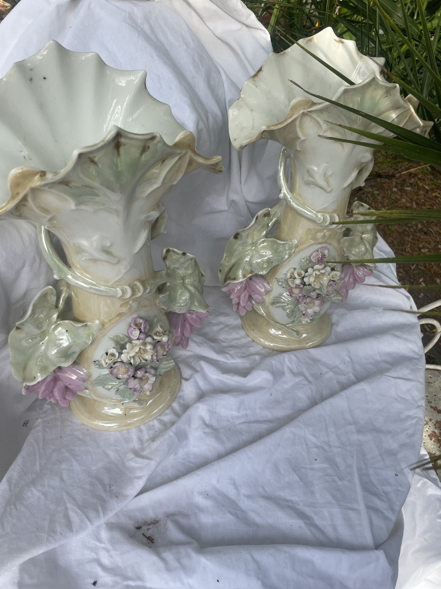 Paire de vases  porcelaine de Brianchon -photo-3