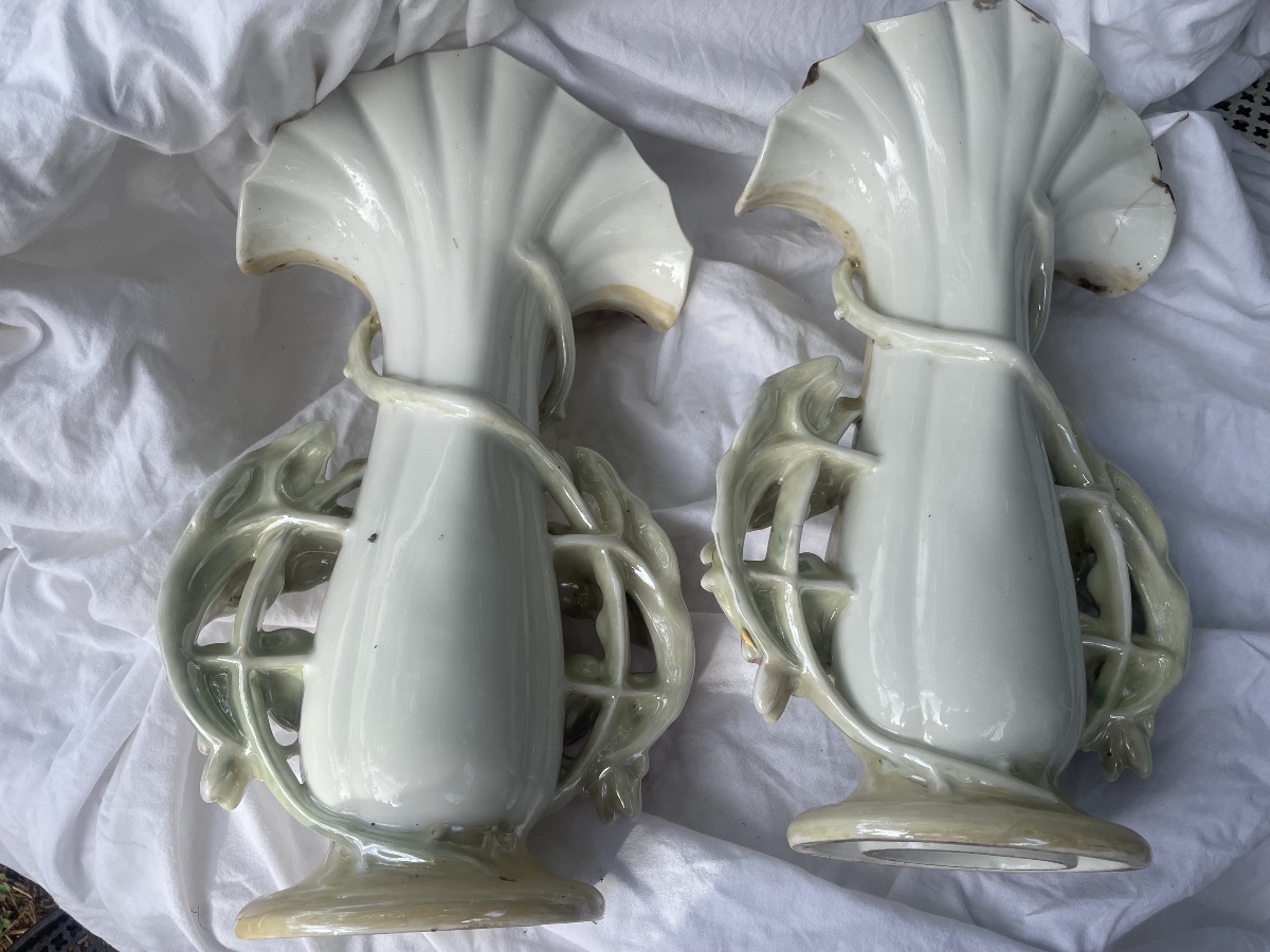 Paire de vases  porcelaine de Brianchon -photo-2