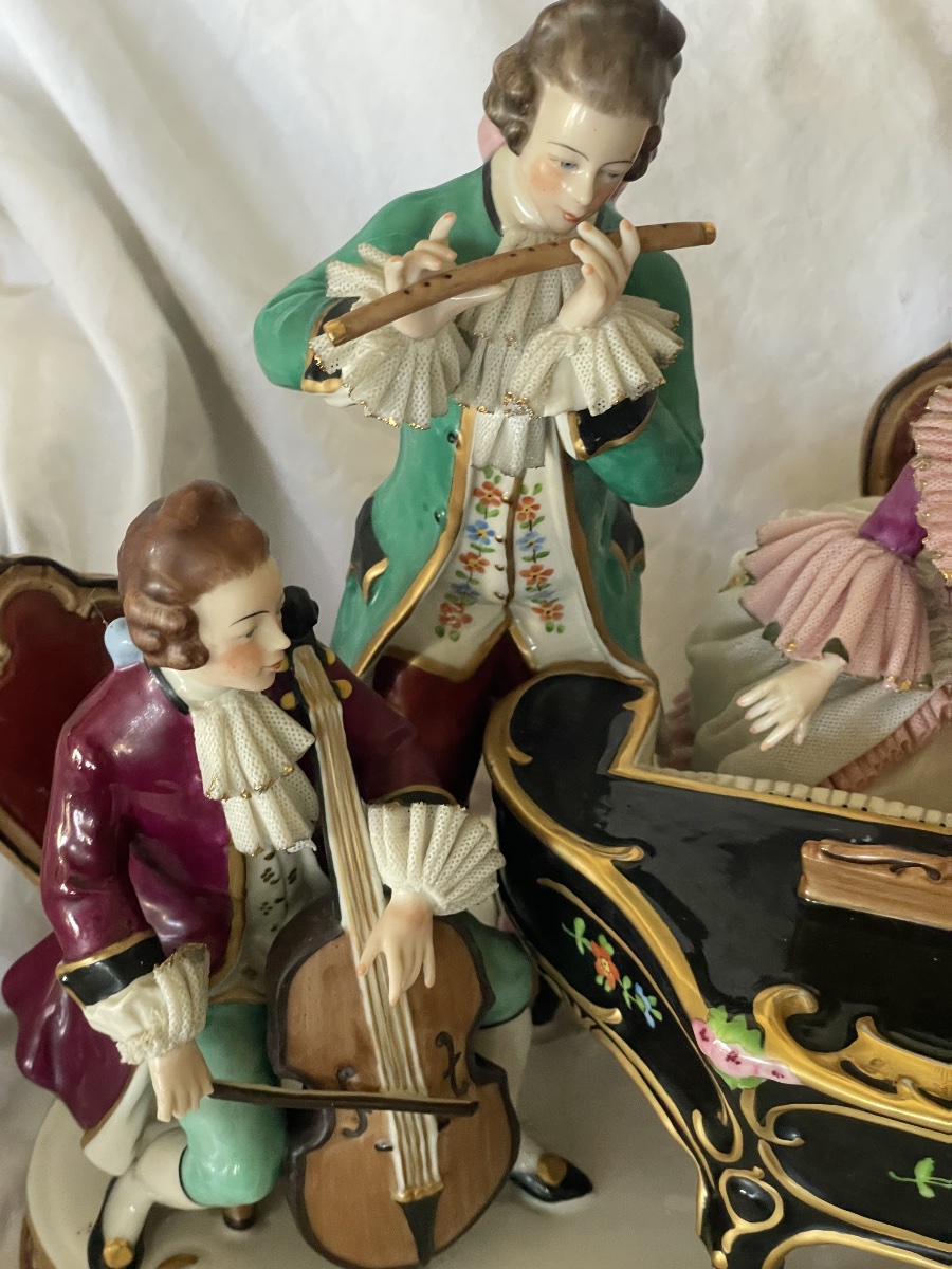 German Porcelain: Group Of Musicians And Dancers -photo-3