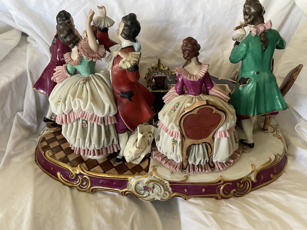 German Porcelain: Group Of Musicians And Dancers -photo-4