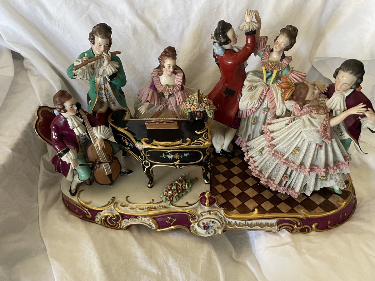 German Porcelain: Group Of Musicians And Dancers -photo-6