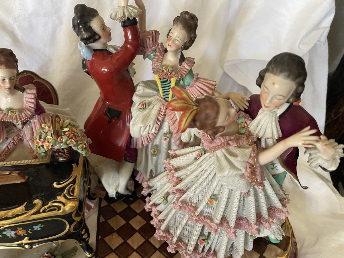 German Porcelain: Group Of Musicians And Dancers -photo-7