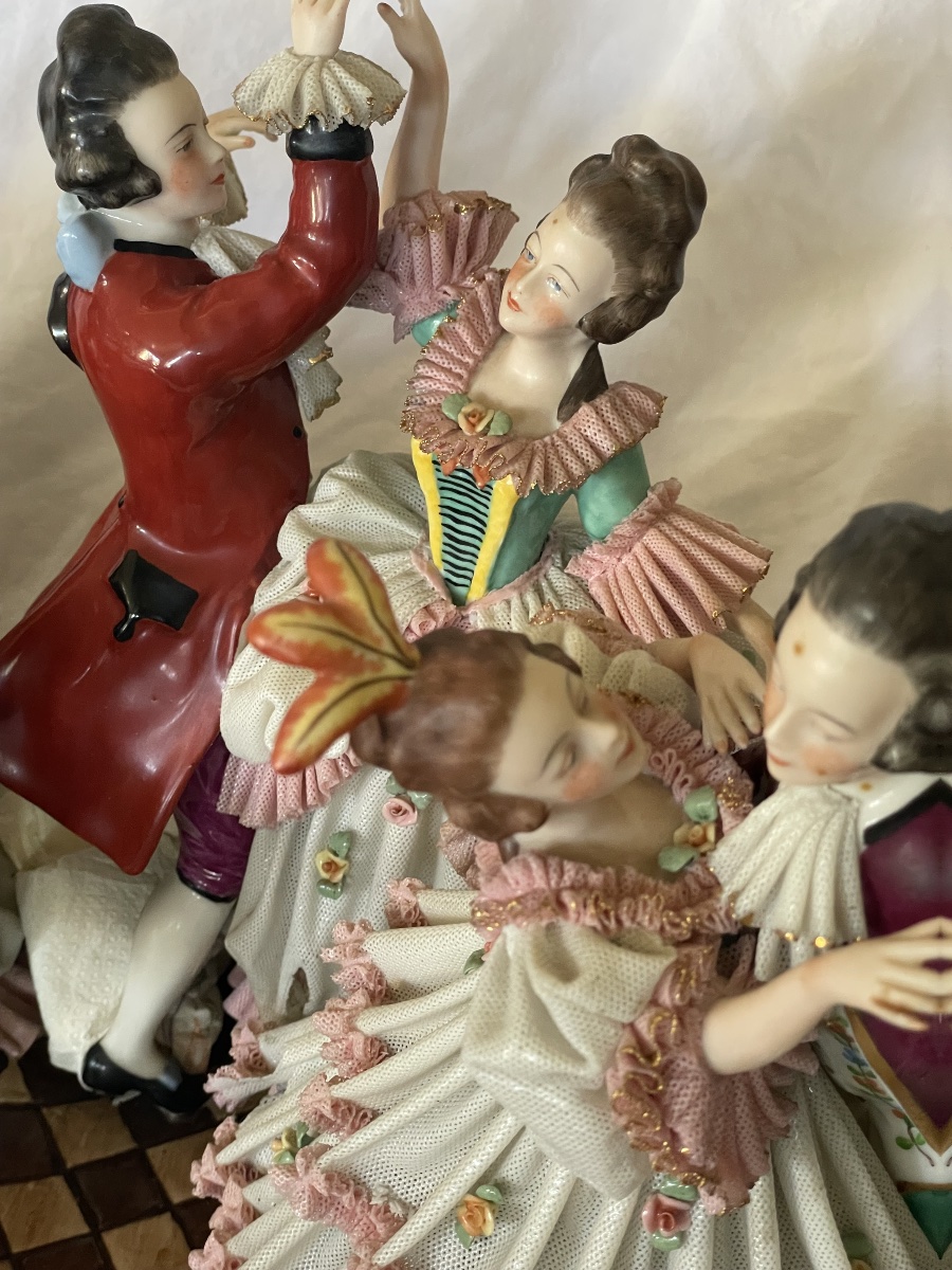 German Porcelain: Group Of Musicians And Dancers -photo-8