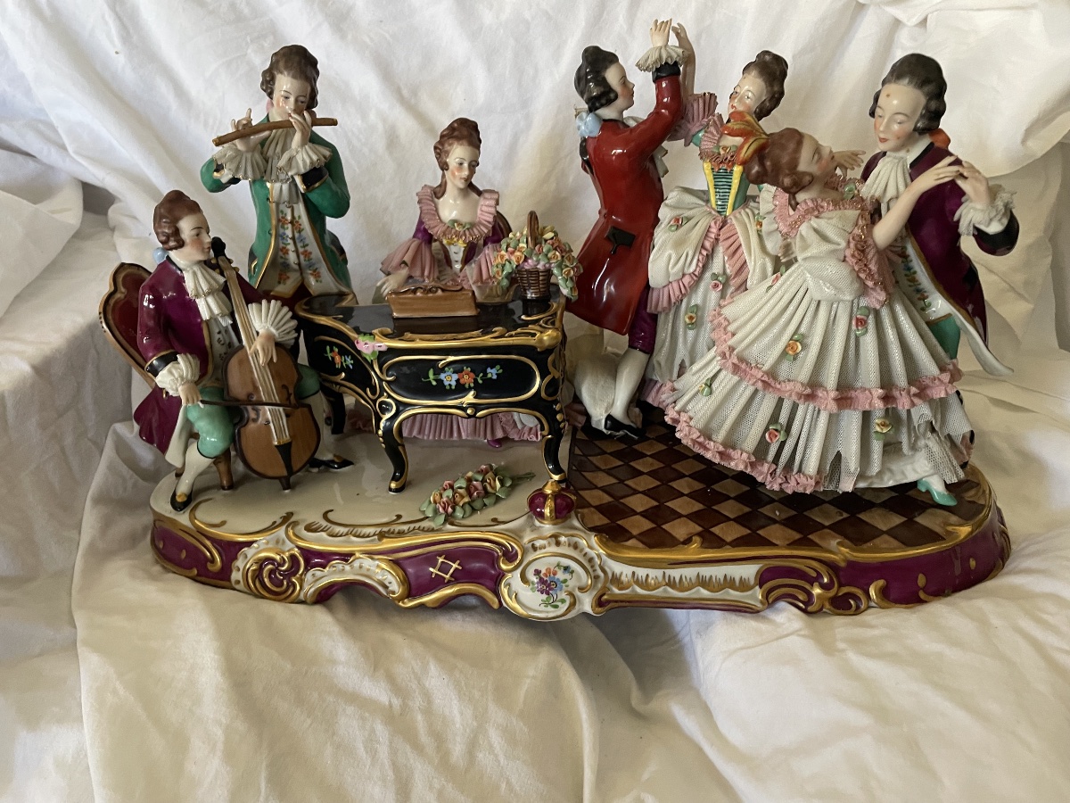 German Porcelain: Group Of Musicians And Dancers 