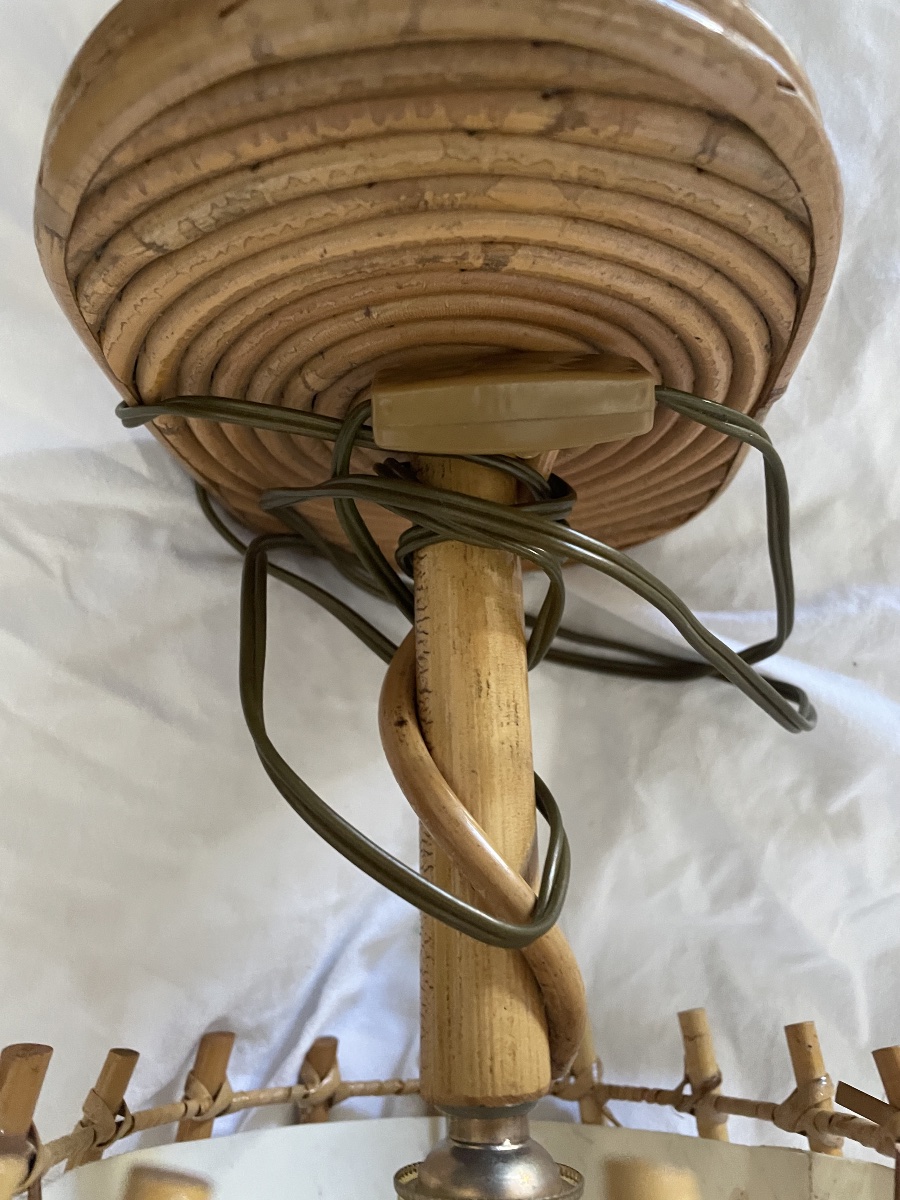 Rattan Lamp By Louis Sognot -photo-1