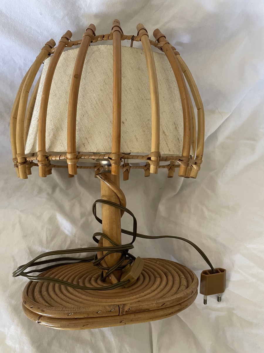 Rattan Lamp By Louis Sognot 