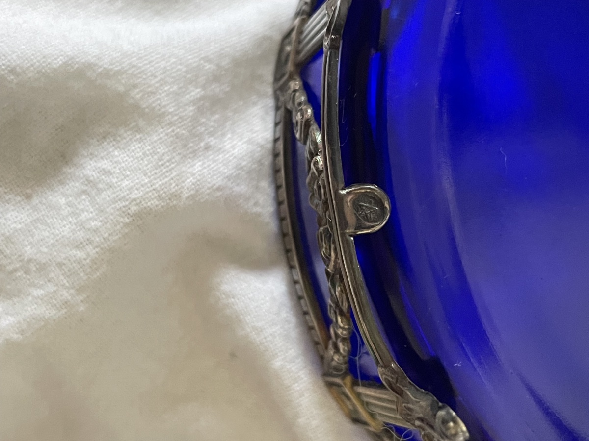 Quatre Salerons argent et cristal bleu -photo-2