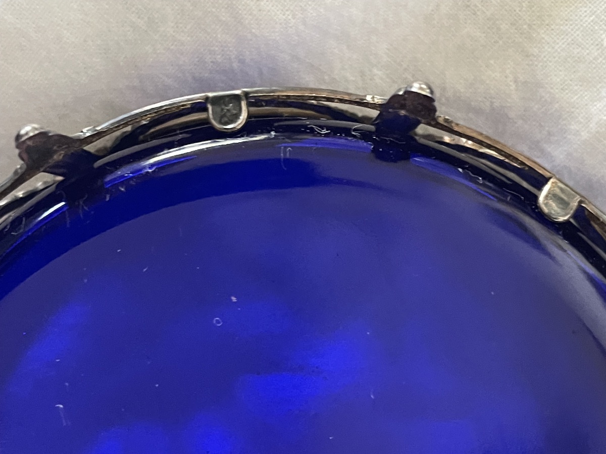 Quatre Salerons argent et cristal bleu -photo-1