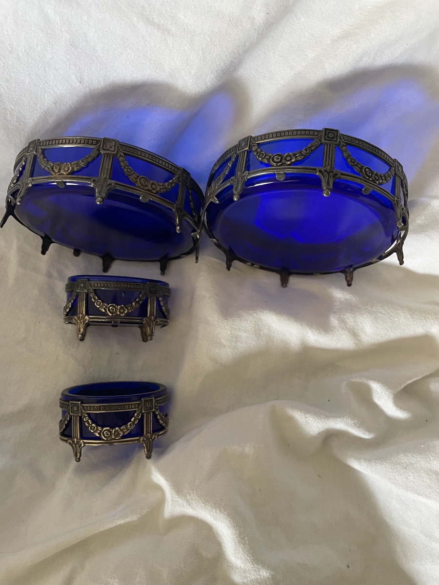 Silver And Blue Crystal Salt Shakers 