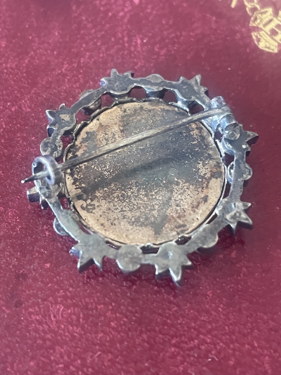 18th-century Miniature Silver Brooch With Pearls -photo-2