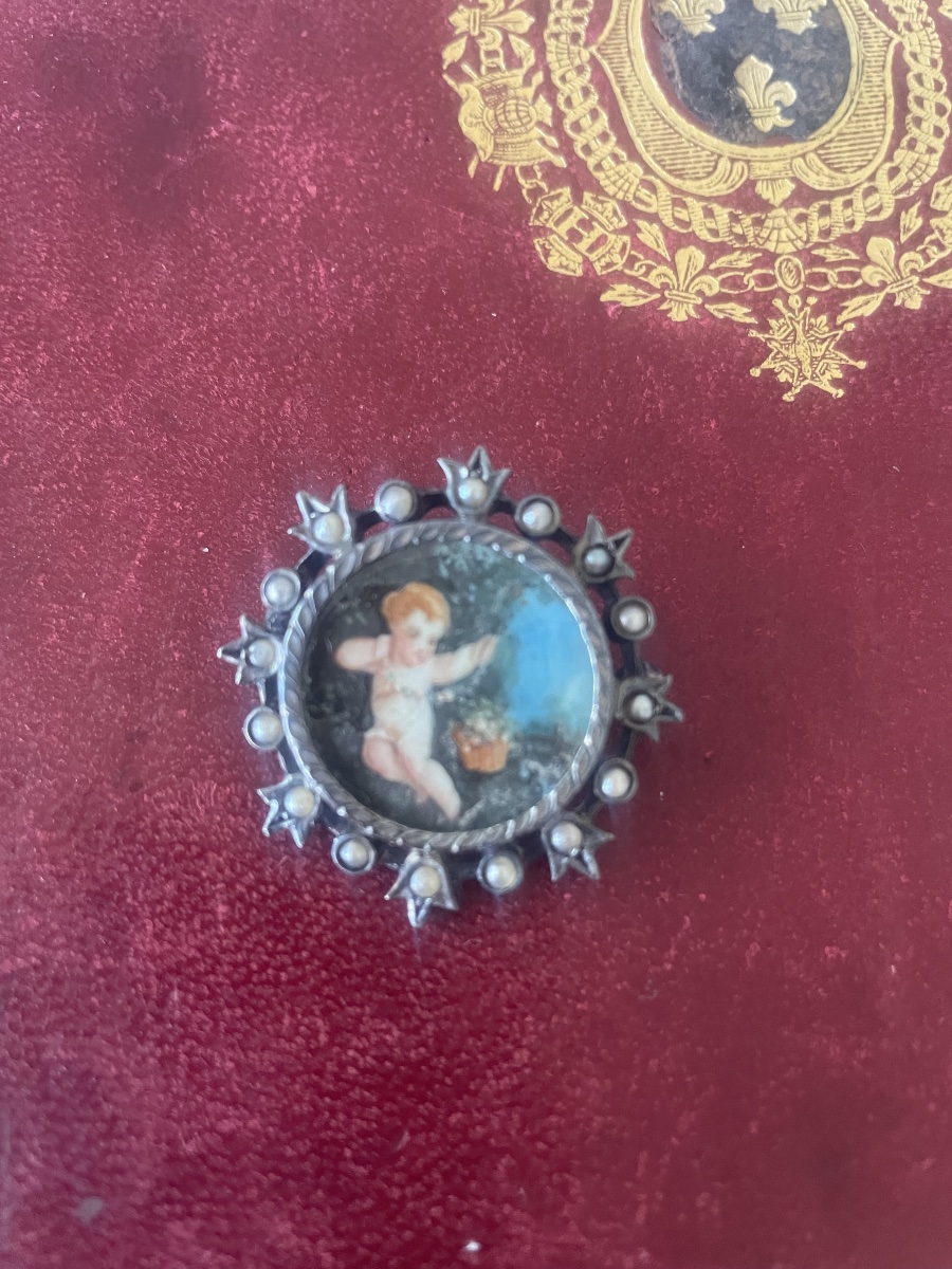 18th-century Miniature Silver Brooch With Pearls -photo-4