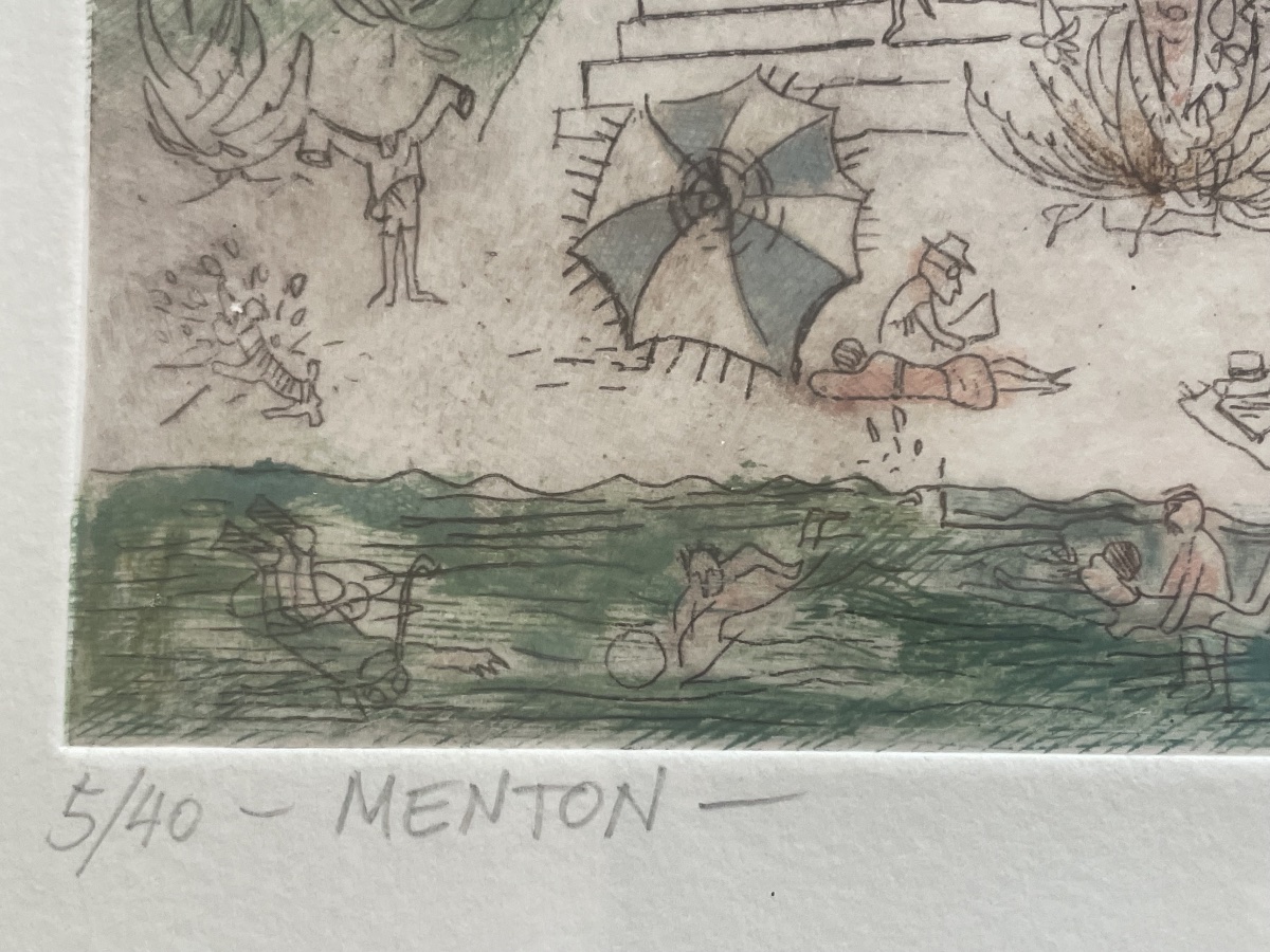 Lithograph By Suzanne Balkanyi: Menton -photo-3