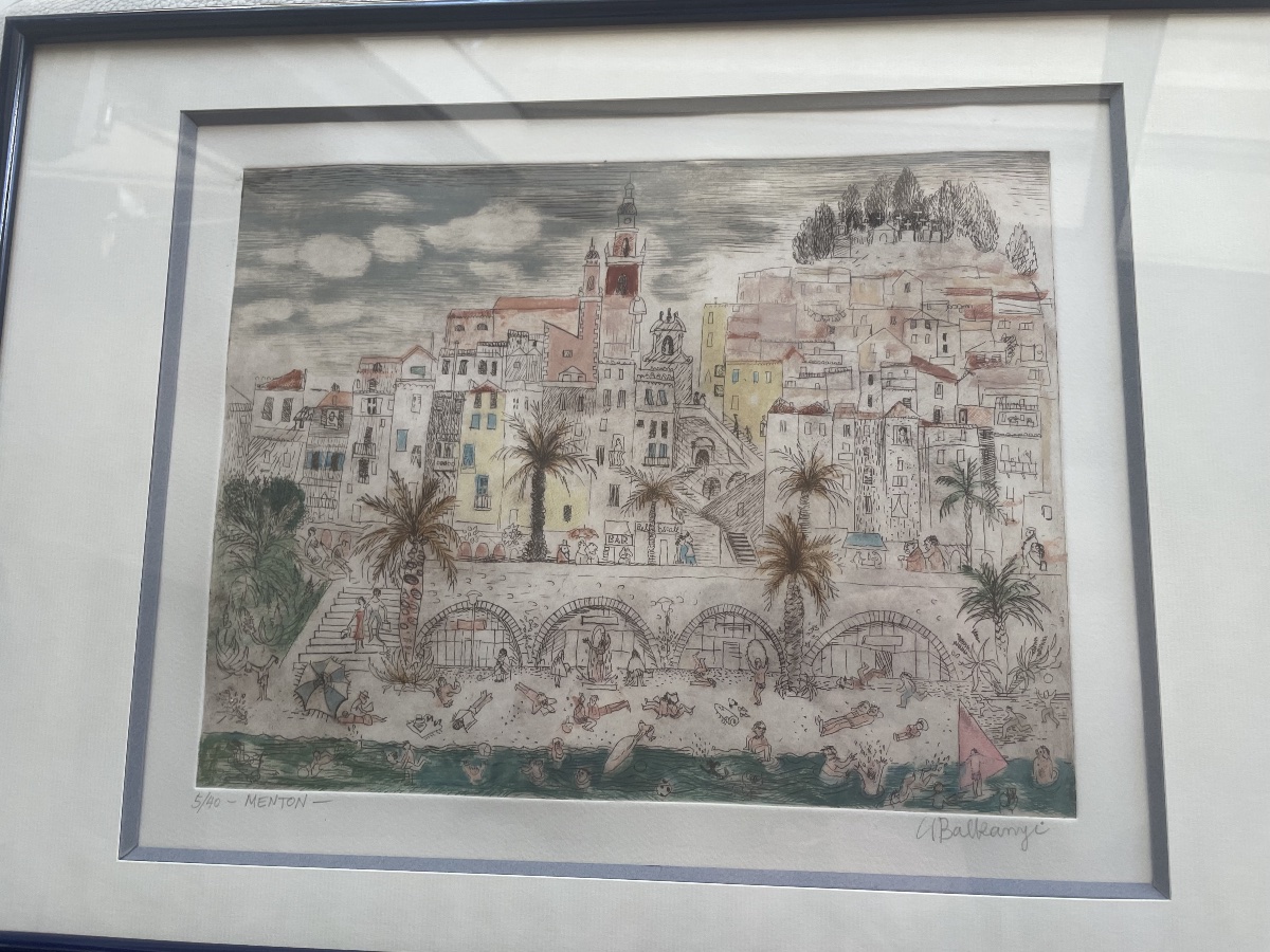 Lithograph By Suzanne Balkanyi: Menton 