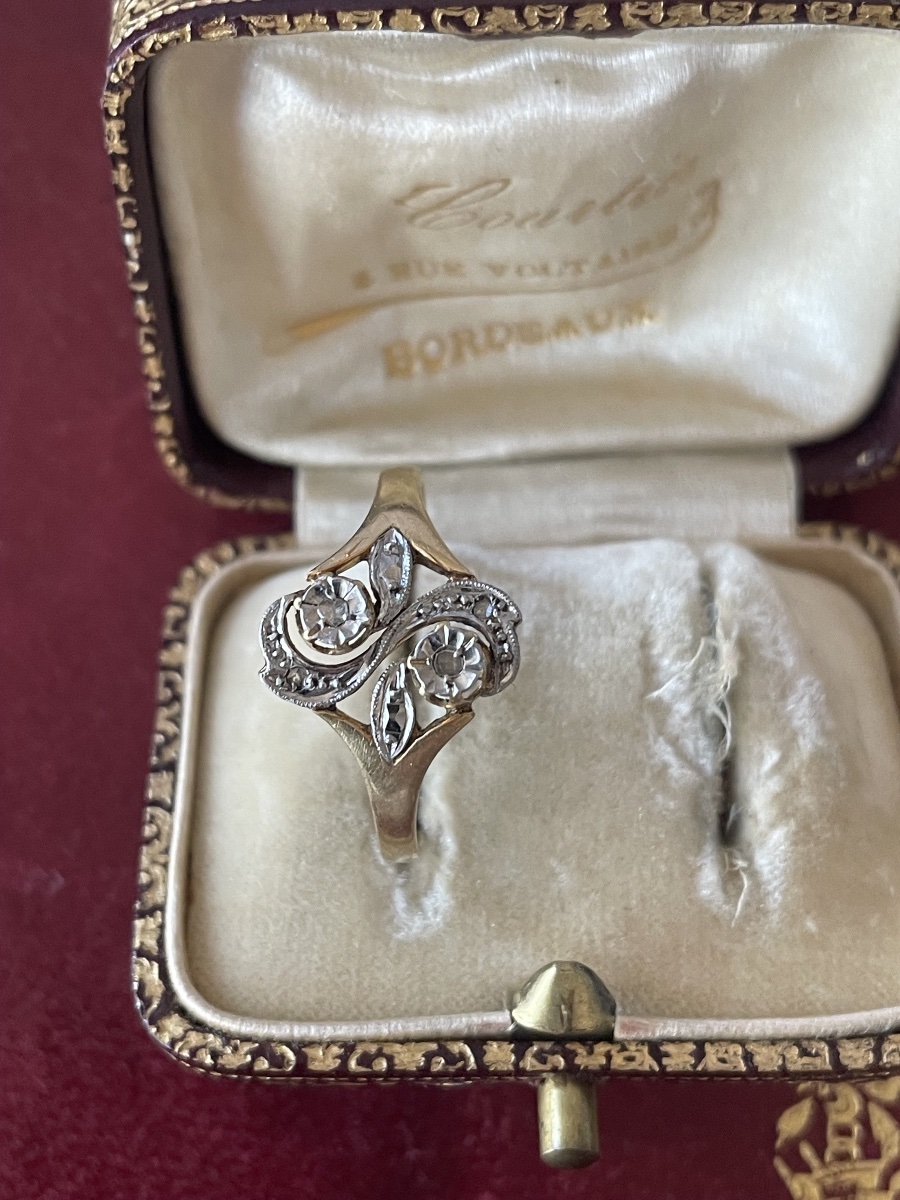 Bague or et roses diamants -photo-4