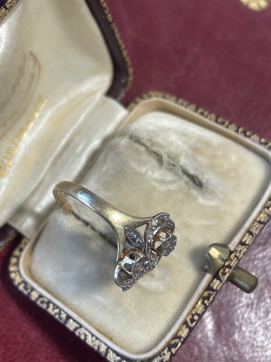 Bague or et roses diamants -photo-2
